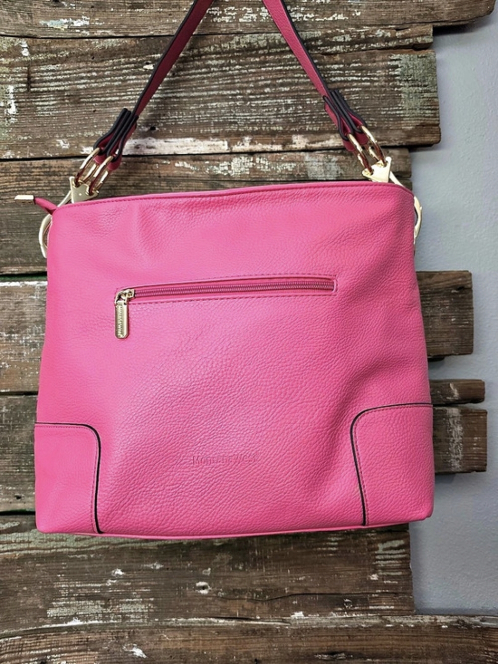 Montana West Select Hot Pink Fuchsia Shoulder Bag Purse Gold Tone Hardware